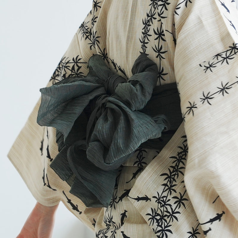 【兵児帯 小千谷縮 カーキ】へこ帯単品 本麻 越後小千谷本麻織物 utatane トスコ オーガニック ラミー100％使用 浴衣や夏着物にも（5281612500）