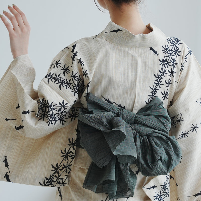 【兵児帯 小千谷縮 カーキ】へこ帯単品 本麻 越後小千谷本麻織物 utatane トスコ オーガニック ラミー100％使用 浴衣や夏着物にも（5281612500）