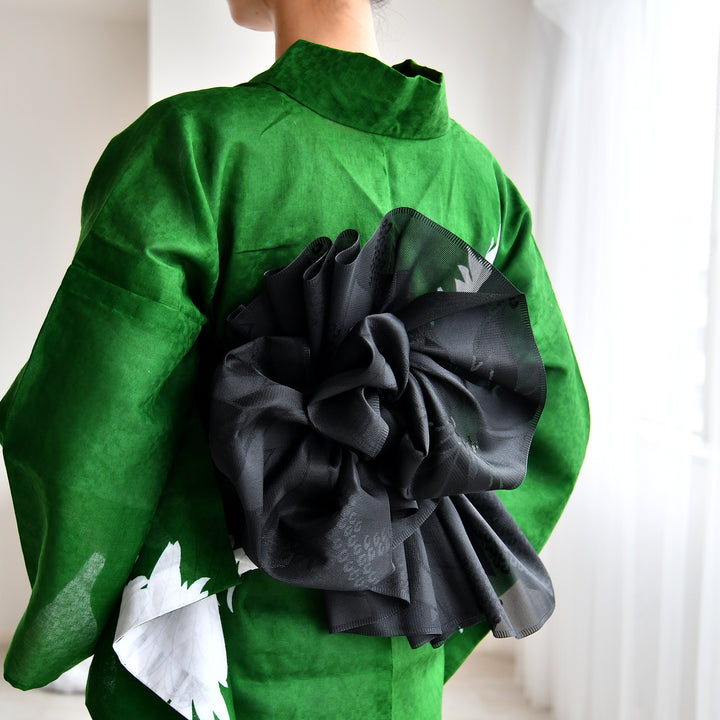 兵児帯 紋紗織 大輪の菊・ブラック】 帯単品 透かし織 日本製 浴衣や夏