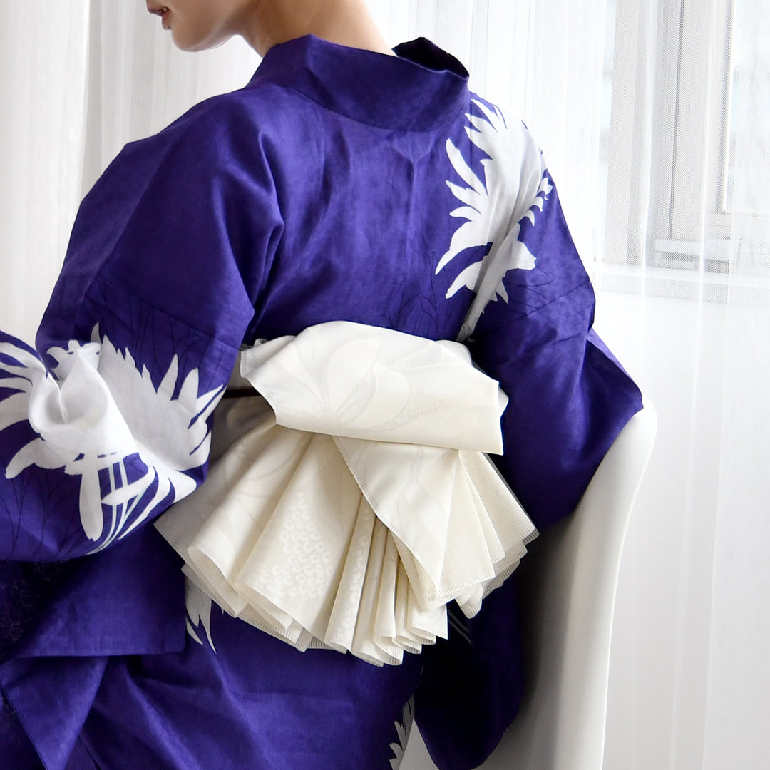 兵児帯 紋紗織 大輪の菊・クリーム】 帯単品 透かし織 日本製 浴衣や夏