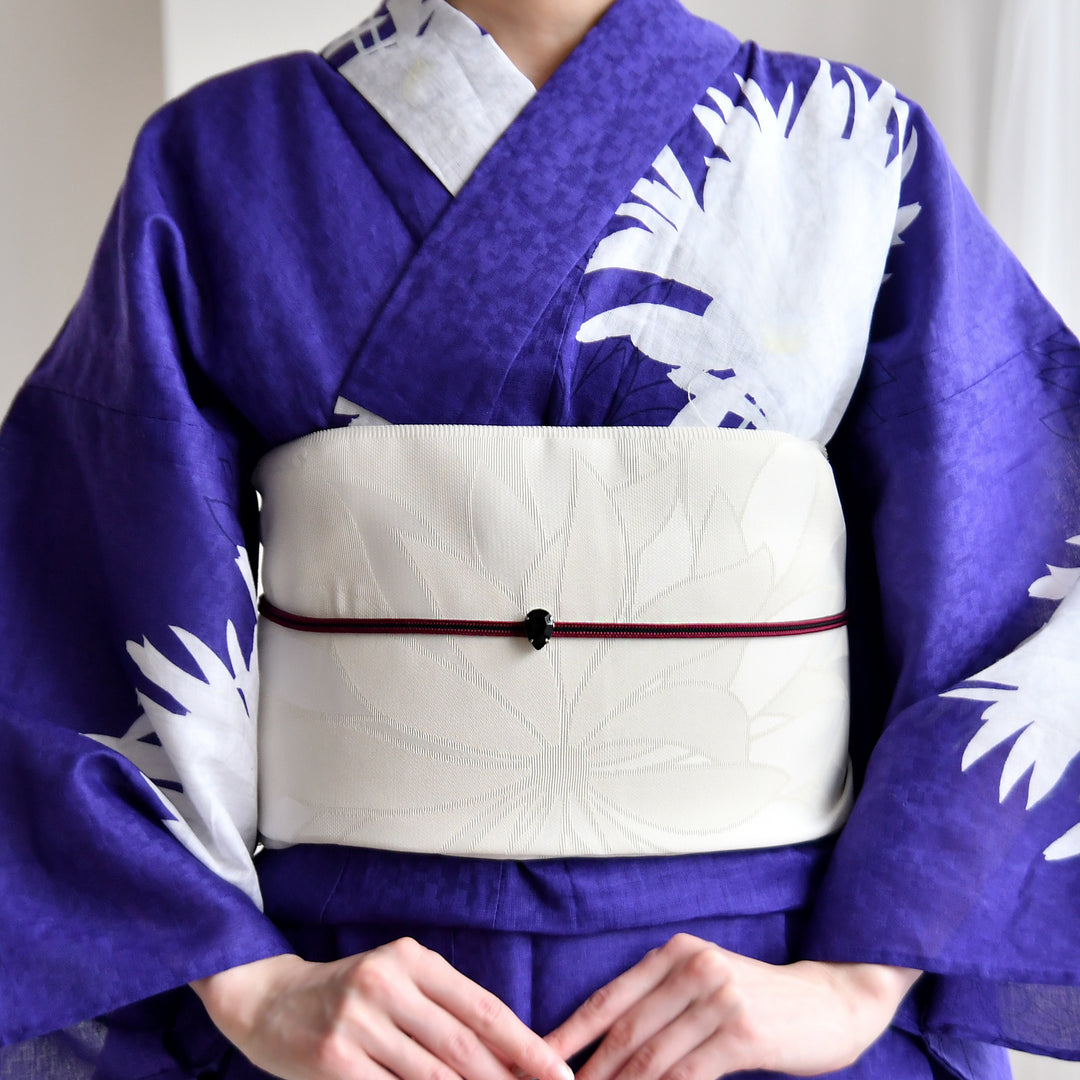 兵児帯 紋紗織 大輪の菊・クリーム】 帯単品 透かし織 日本製 浴衣や夏