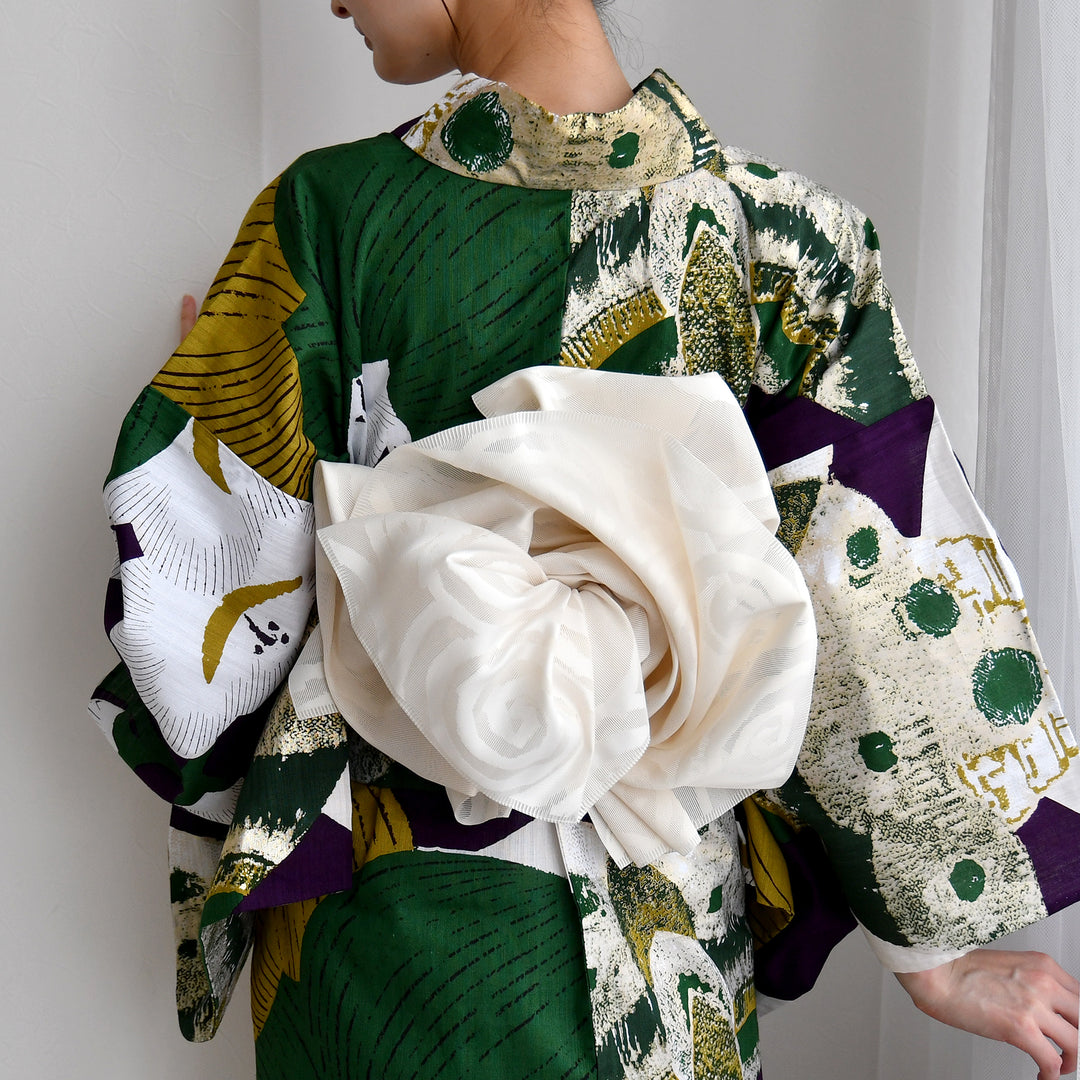 兵児帯 紋紗織 渦巻・クリーム】帯単品 透かし織 日本製 浴衣や夏着物