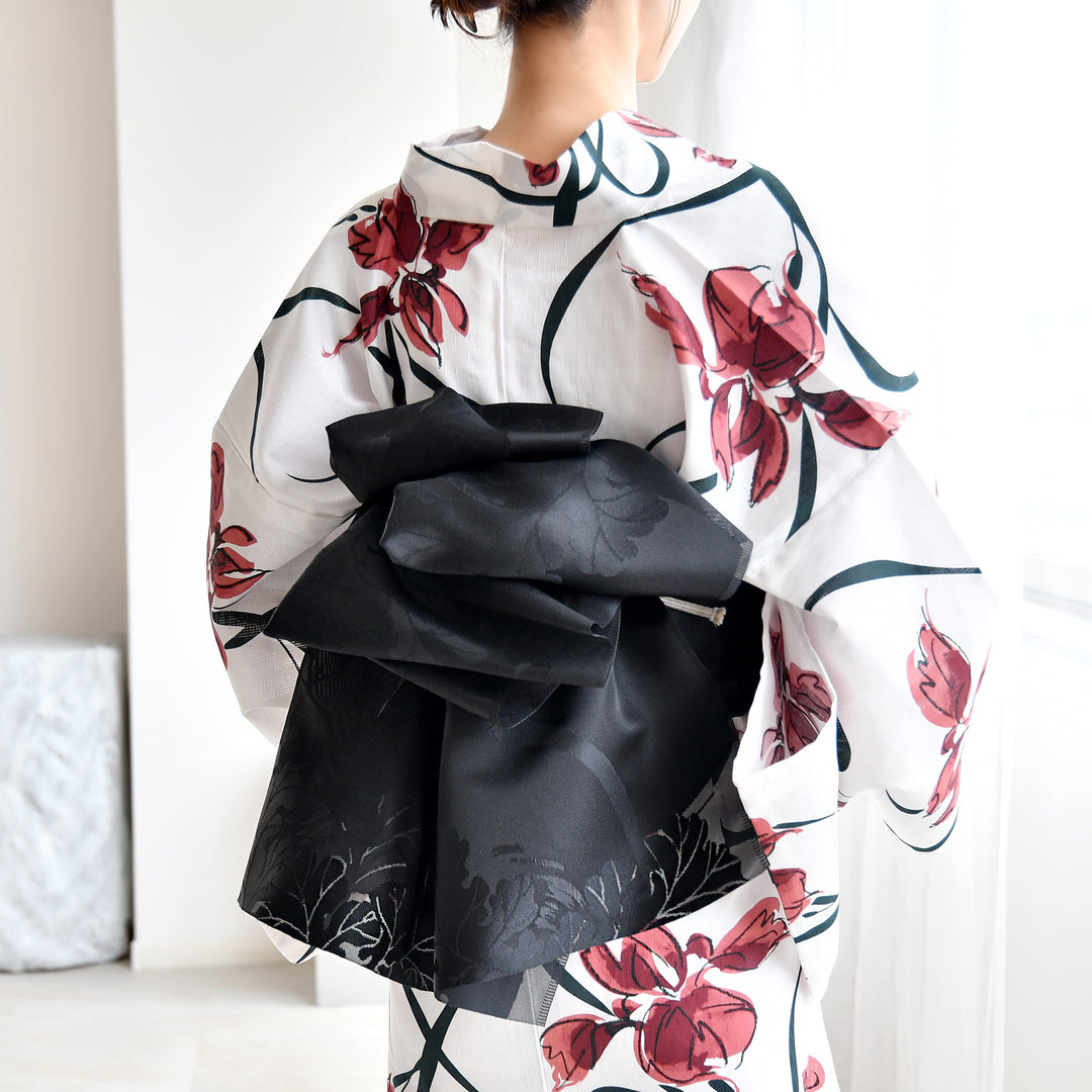 兵児帯 紋紗織 蕪・ブラック】帯単品 透かし織 日本製 浴衣や夏着物に