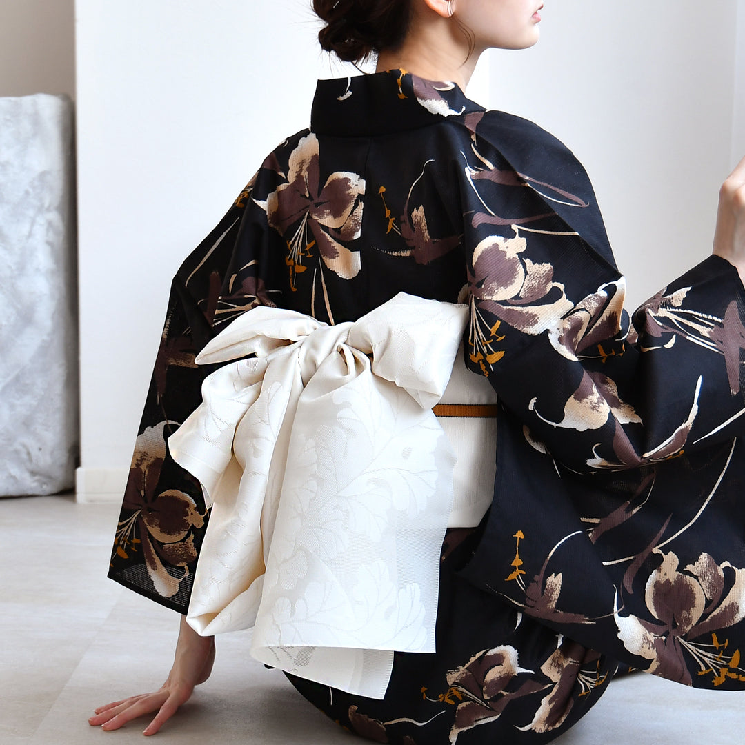兵児帯 紋紗織 蕪・クリーム】帯単品 透かし織 日本製 浴衣や夏着物に