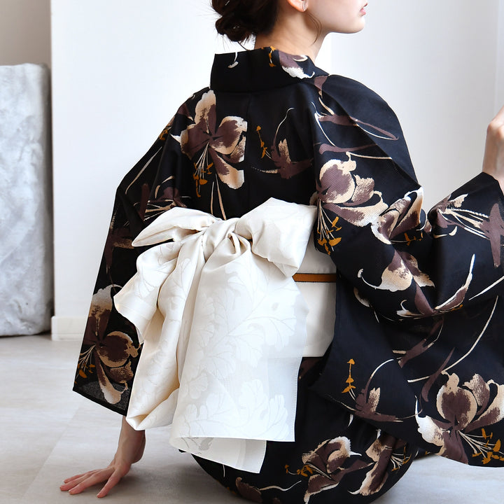 兵児帯 紋紗織 蕪・クリーム】帯単品 透かし織 日本製 浴衣や夏着物に