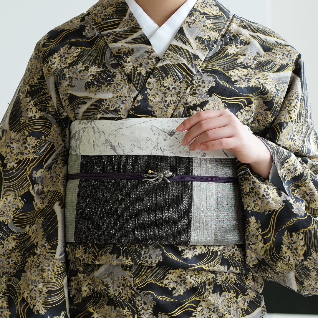 兵児帯 ジャガード 宵闇の影縞】帯単品 日本製 大人のへこ帯