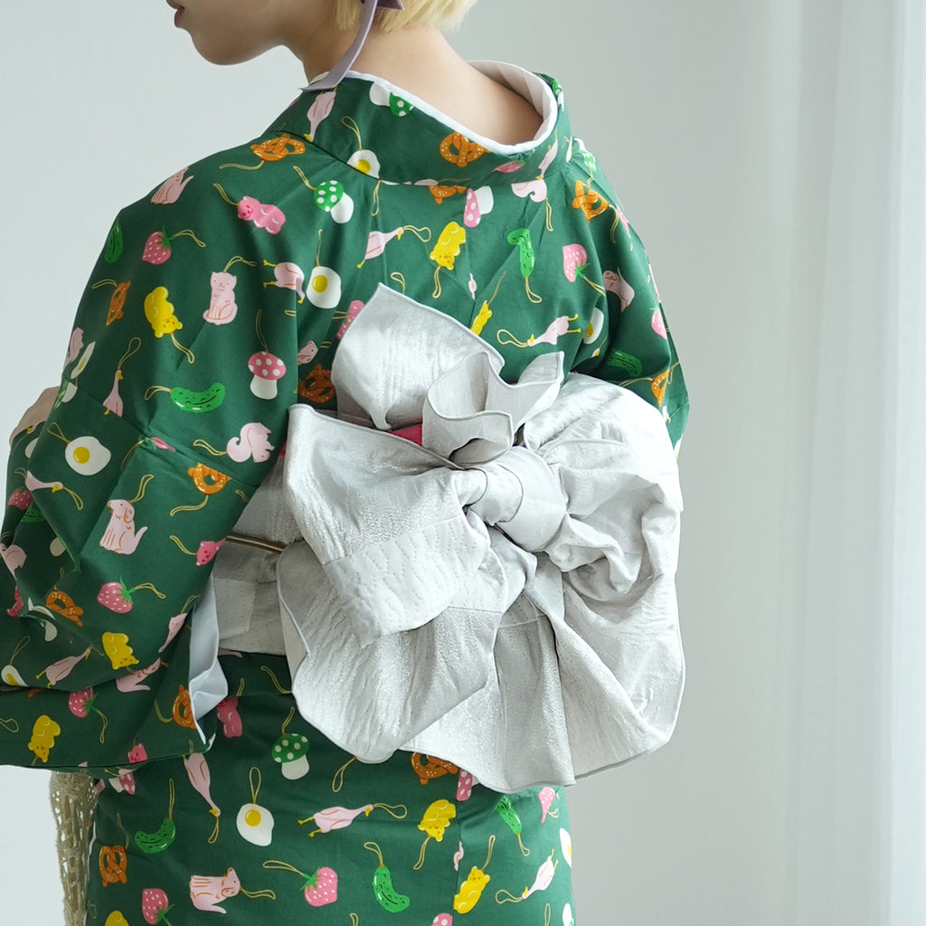 兵児帯 ジャガード 白銀霞市松 】帯単品 日本製 大人のへこ帯