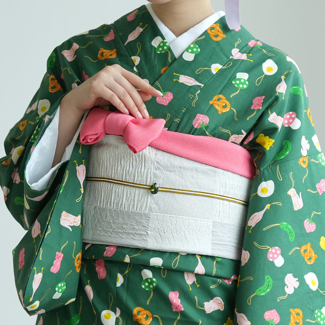 兵児帯 ジャガード 白銀霞市松 】帯単品 日本製 大人のへこ帯
