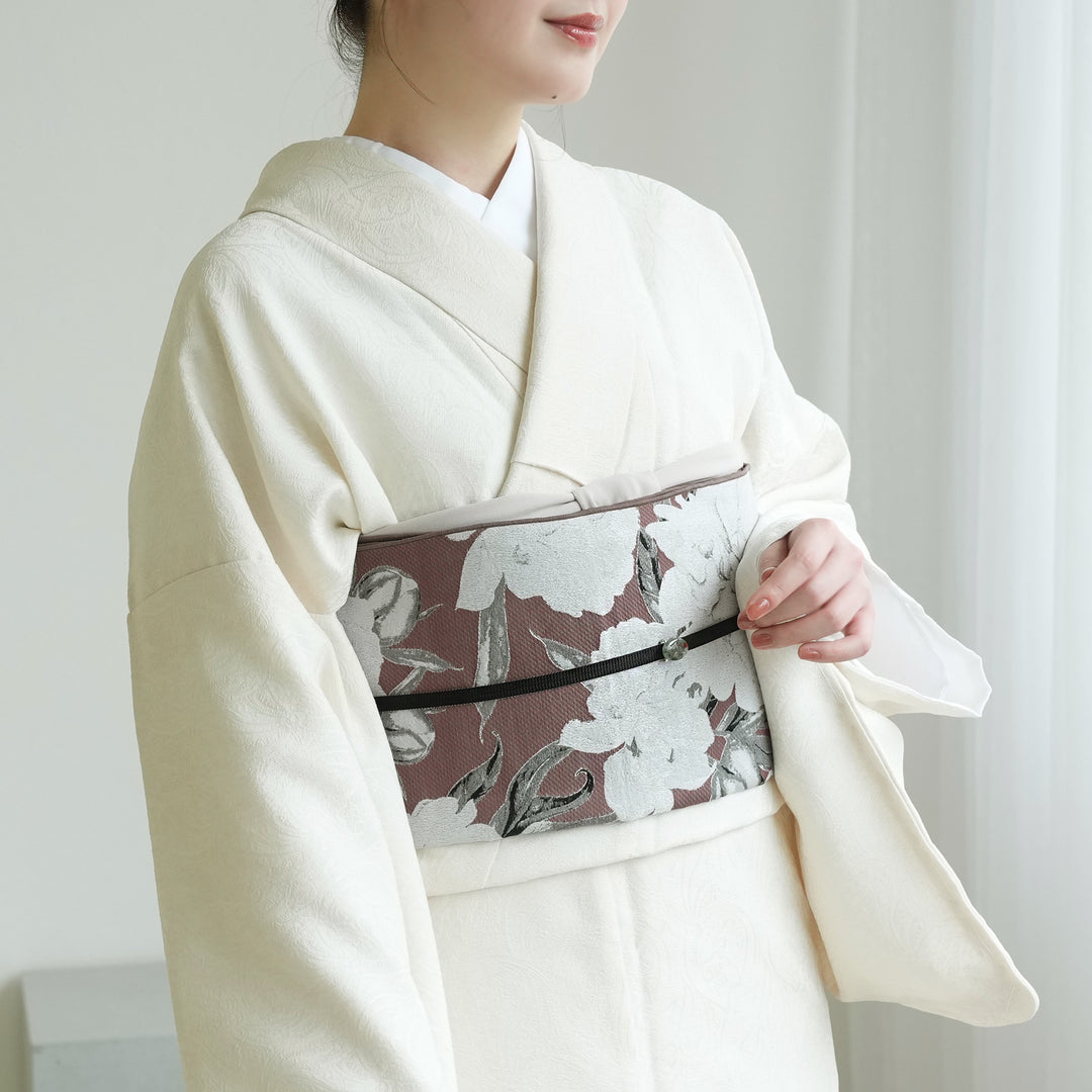 大人兵児帯【シャクヤク】【結晶】のセット 兵児帯 ジャガード 紅琥珀芍薬 】帯単品 日本製 大人のへこ帯