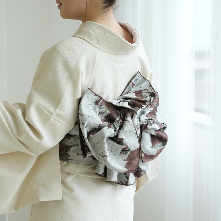 兵児帯 ジャガード 紅琥珀芍薬 】帯単品 日本製 大人のへこ帯