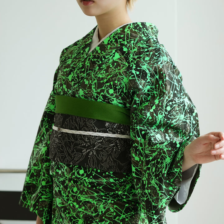 大人の兵児帯、木蓮柄、syamacchiです 兵児帯 ジャガード 夜に灯る花 -墨夜- 】帯単品 日本製 大人のへこ帯