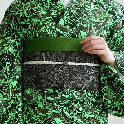 兵児帯 ジャガード 夜に灯る花 -墨夜- 】帯単品 日本製 大人のへこ帯