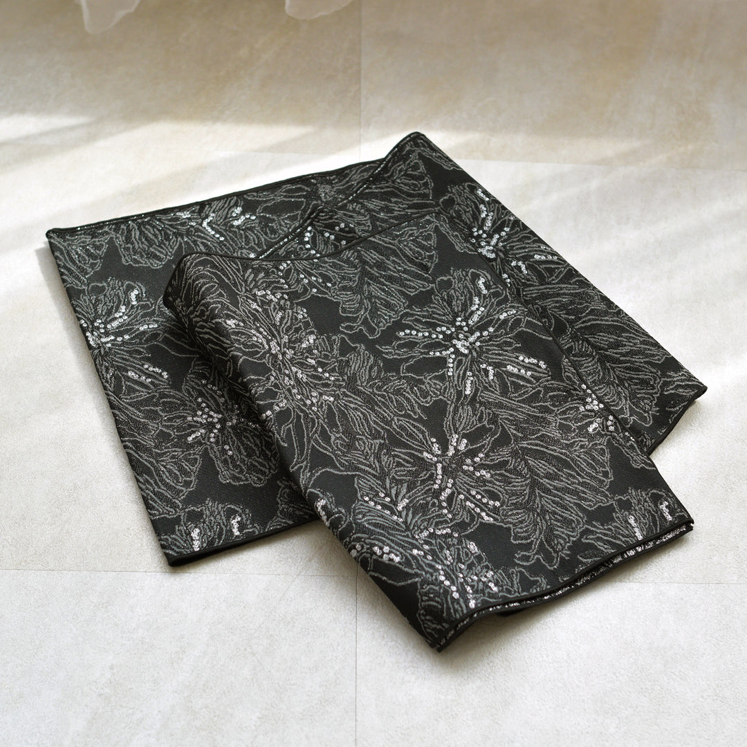 兵児帯 ジャガード 夜に灯る花 -墨夜- 】帯単品 日本製 大人のへこ帯