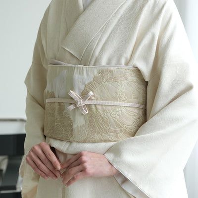 兵児帯 ジャガード 淡金の牡丹 】帯単品 日本製 大人のへこ帯