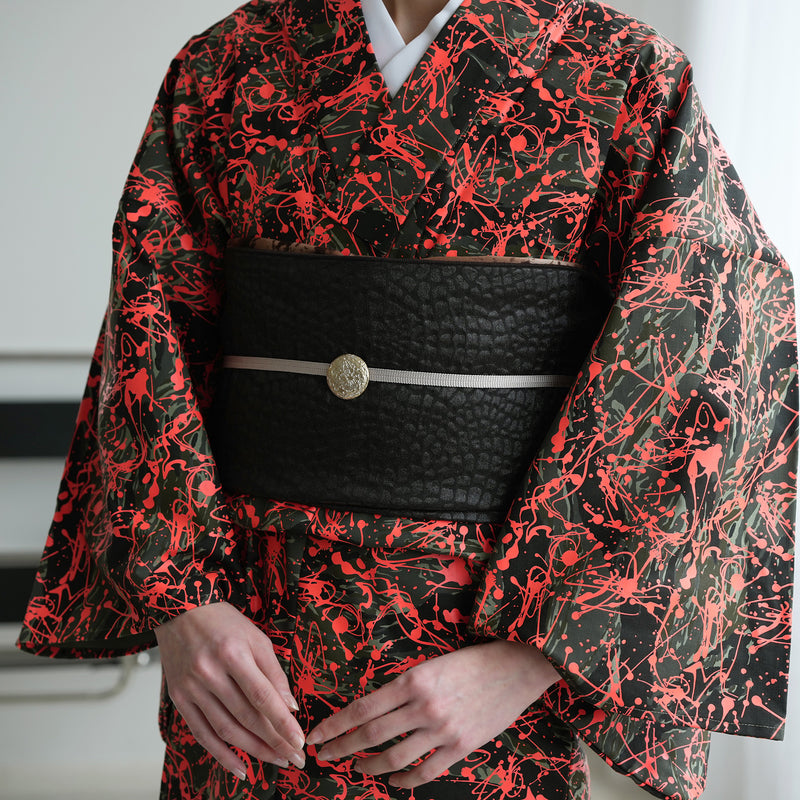 兵児帯 ジャガード 艶クロコ 黒】帯単品 日本製 大人のへこ帯