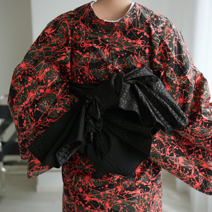 兵児帯 ジャガード 艶クロコ 黒】帯単品 日本製 大人のへこ帯