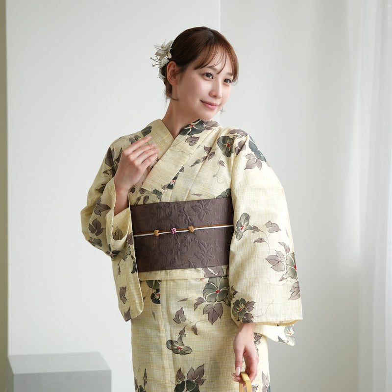 【utatane 作り帯 唐草 市松 花柄 宝相華】単品 リバーシブル 小袋帯 半幅帯 日本製 結び帯 浴衣や夏着物におすすめ（5283615601）