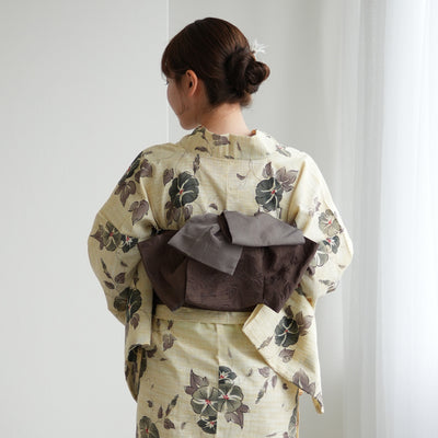 【utatane 作り帯 唐草 市松 花柄 宝相華】単品 リバーシブル 小袋帯 半幅帯 日本製 結び帯 浴衣や夏着物におすすめ（5283615601）