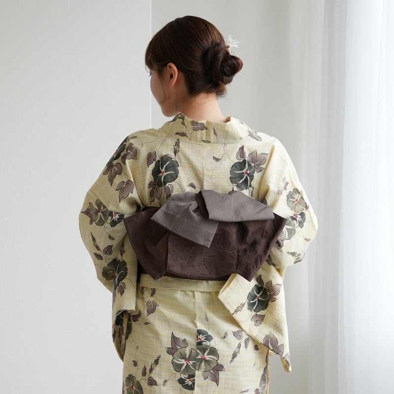【utatane 作り帯 唐草 市松 花柄 宝相華】単品 リバーシブル 小袋帯 半幅帯 日本製 結び帯 浴衣や夏着物におすすめ（5283615601）