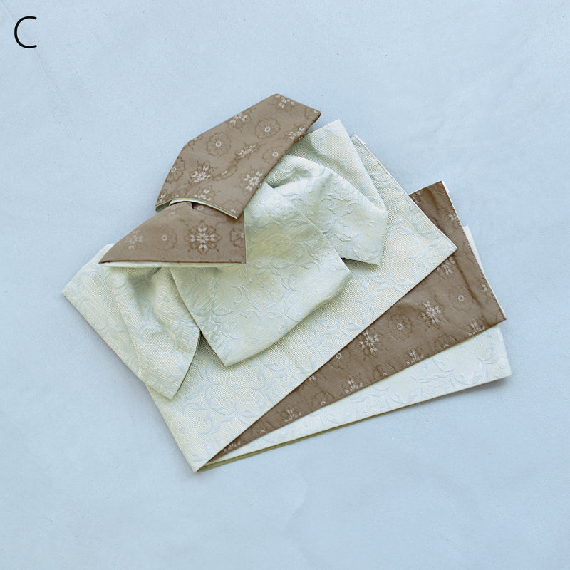 【utatane 作り帯 唐草 市松 花柄 宝相華】単品 リバーシブル 小袋帯 半幅帯 日本製 結び帯 浴衣や夏着物におすすめ（5283615601）