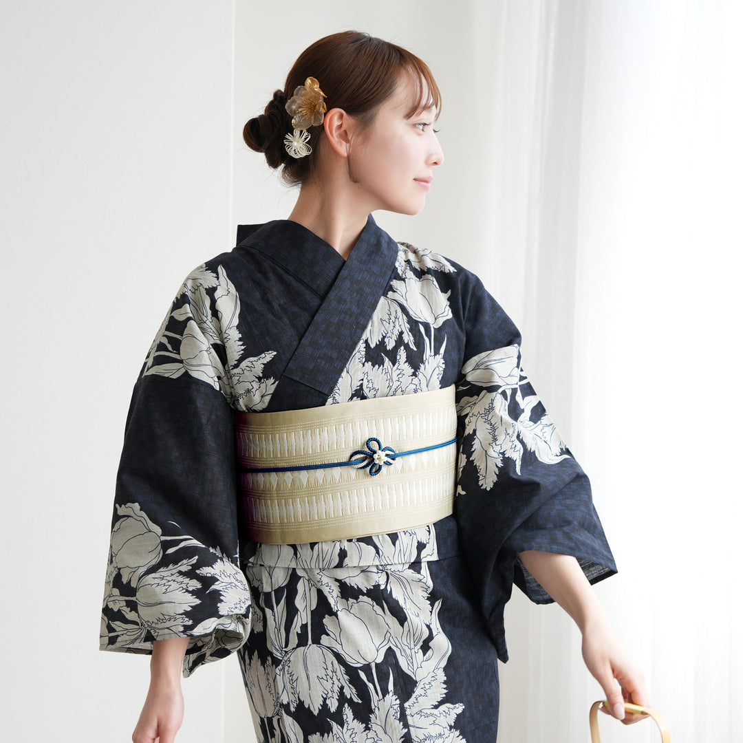 ♦️逸品　正絹　幾何学模様　洒落袋の作り帯 utatane 作り帯 幾何学 献上風】単品 リバーシブル 小袋帯 半幅