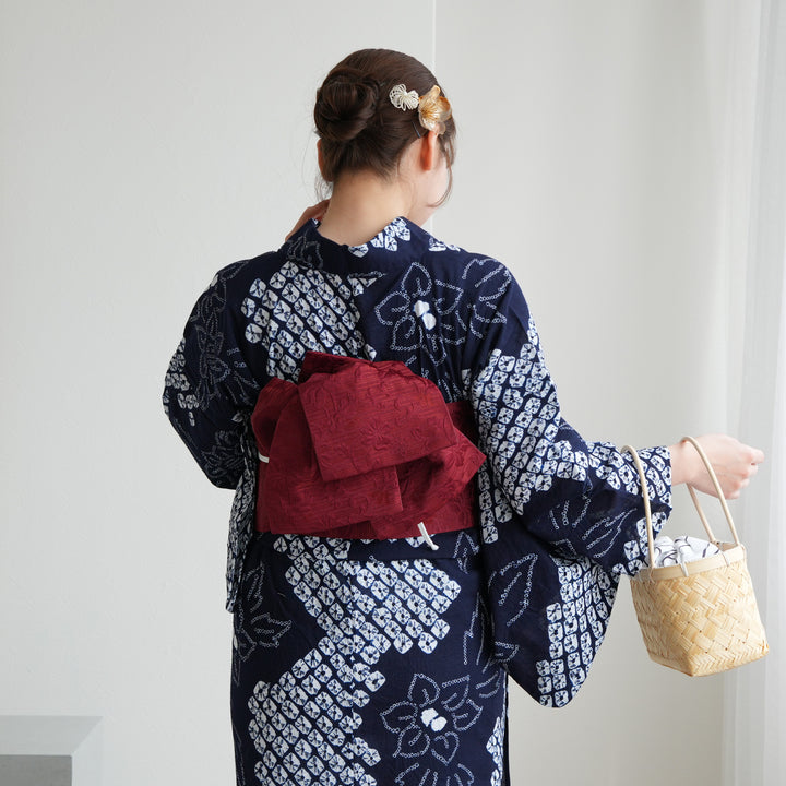 utatane 作り帯 唐草 宝相華 縞】単品 リバーシブル 小袋帯 半幅