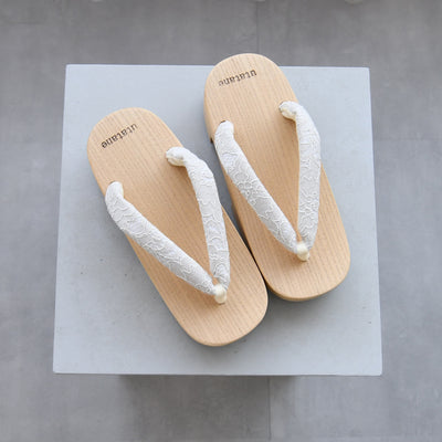 【高級桐下駄 utatane 高右近 白木】単品 SSサイズ レース鼻緒 レディース  日本製 （5299603300）