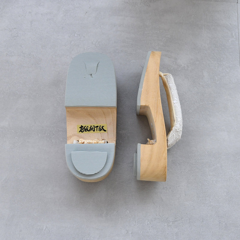 【高級桐下駄 utatane 高右近 白木】単品 SSサイズ レース鼻緒 レディース  日本製 （5299603300）