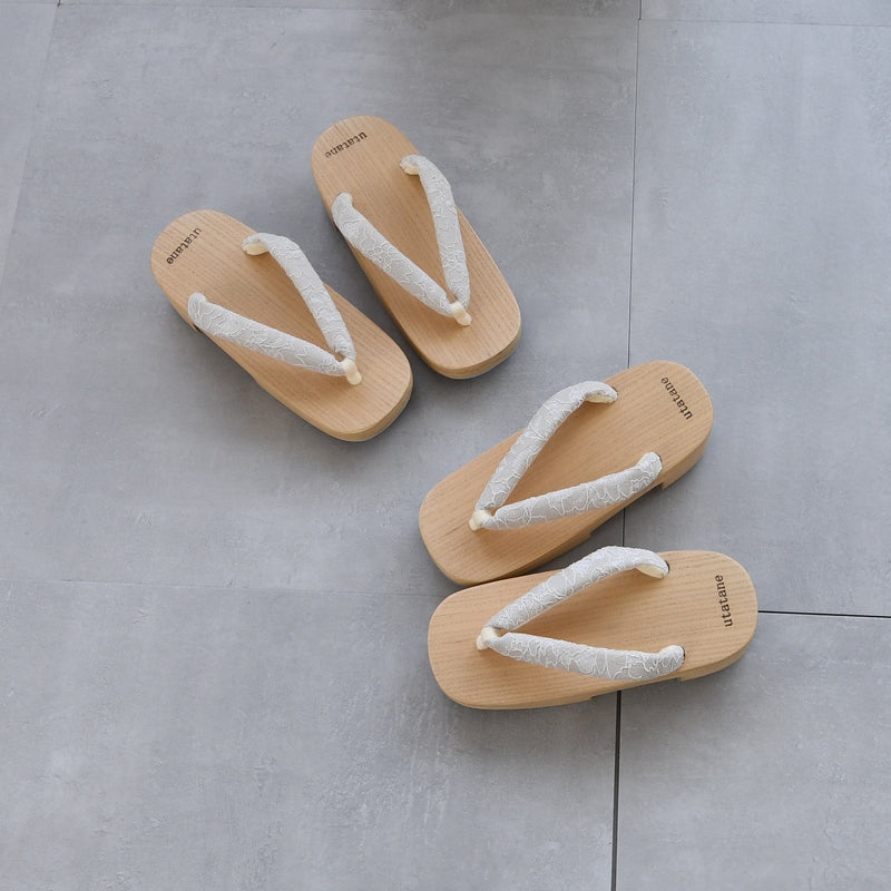 【高級桐下駄 utatane 高右近 白木】単品 SSサイズ レース鼻緒 レディース  日本製 （5299603300）