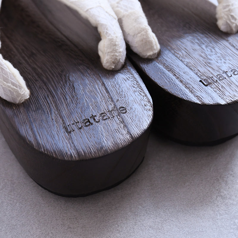 【高級桐下駄 utatane 舟形 焼】単品 SSサイズ レース鼻緒 レディース  日本製 （5299604500）