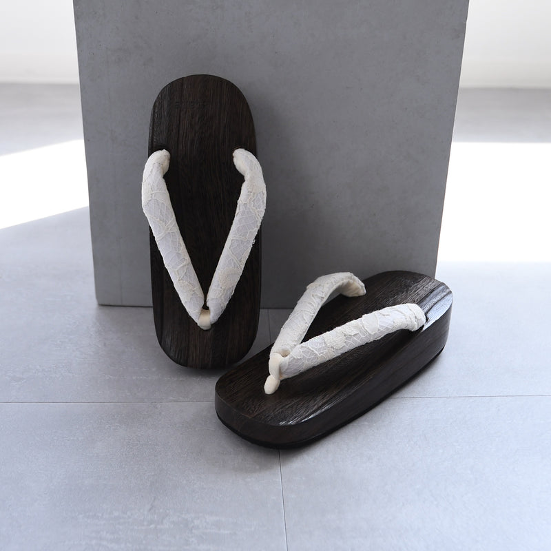 【高級桐下駄 utatane 舟形 焼】単品 SSサイズ レース鼻緒 レディース  日本製 （5299604500）