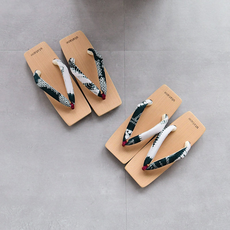 【高級桐下駄 utatane 角型右近 白木】単品 Sサイズ レディース 有松絞り鼻緒  国産 日本製 （5300607700）