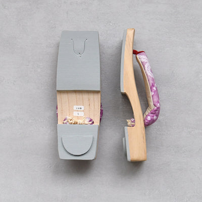 【高級桐下駄 utatane 角型右近 白木】単品 Lサイズ レディース 有松絞り鼻緒  国産 日本製 （5302610500）