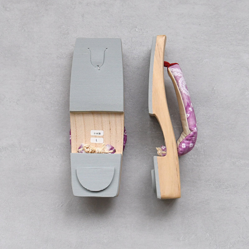 【高級桐下駄 utatane 角型右近 白木】単品 Lサイズ レディース 有松絞り鼻緒  国産 日本製 （5302610500）