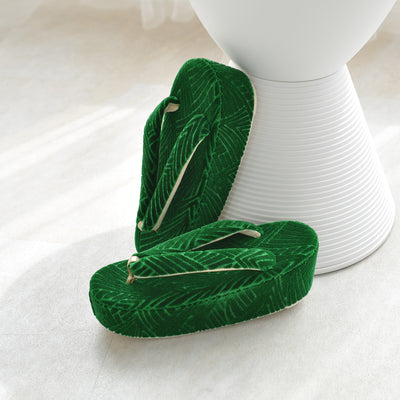 【ニコアンティーク 草履 単品 シャモン・フォレスト 】 緑 モケット生地 成人式振袖や卒業式袴にも （5329612100）