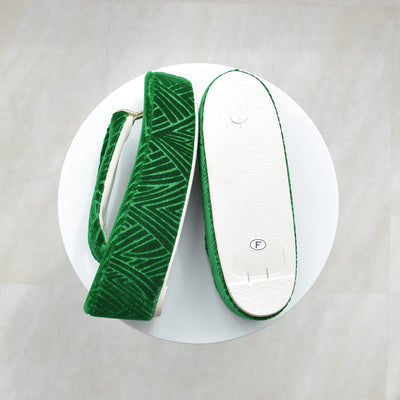 【ニコアンティーク 草履 単品 シャモン・フォレスト 】 緑 モケット生地 成人式振袖や卒業式袴にも （5329612100）