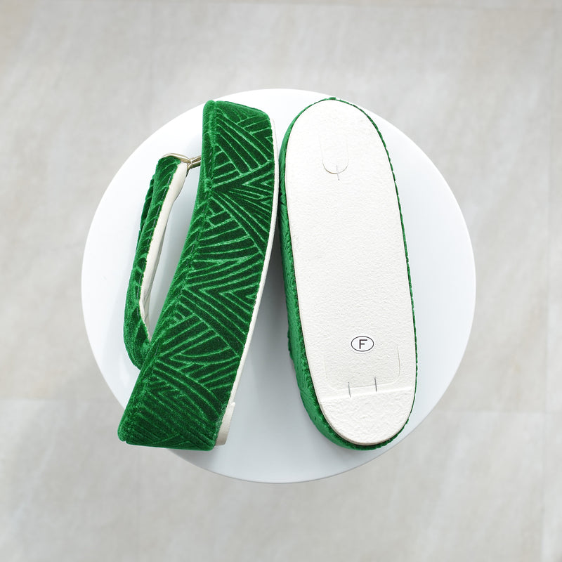 【ニコアンティーク 草履 単品 シャモン・フォレスト 】 緑 モケット生地 成人式振袖や卒業式袴にも （5329612100）