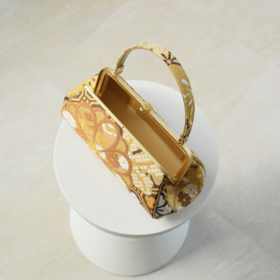 草履 バッグ セット 正絹 帯地 菊 ブラウン ベージュ ゴールド フリーサイズ(23.5-25cm) 日本製 （5338608001）