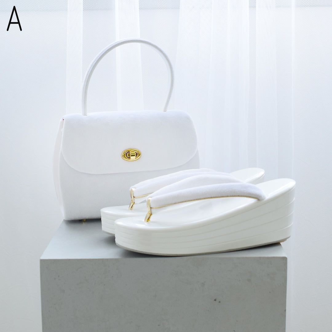 草履バッグセット 4枚芯 厚底草履】ベロア 成人式振袖や卒業式袴