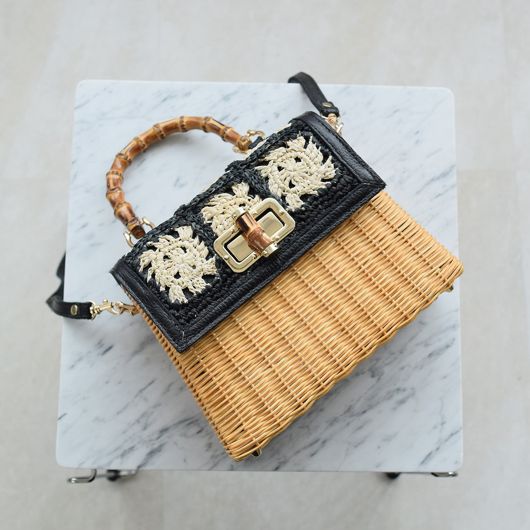 なたけ♪美品✨ポールカ ラタン かごバッグ ハンドバッグ 黒 なたけ♪美品✨ポールカ ラタン かごバッグ ハンドバッグ 黒