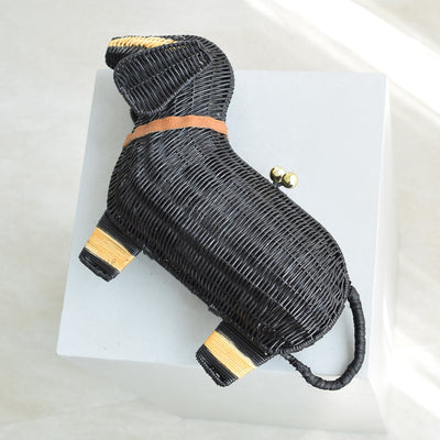 【utatane 籐カゴバッグ】単品 ダックスフンド かごバッグ クラッチバッグ ラタンウィッカー 籐編み ハンドメイド 天然素材 ボヘミアン（5371605600）