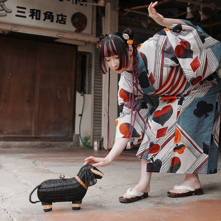 utatane 籐カゴバッグ】単品 ダックスフンド かごバッグ クラッチ