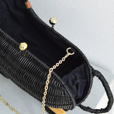 【utatane 籐カゴバッグ】単品 ダックスフンド かごバッグ クラッチバッグ ラタンウィッカー 籐編み ハンドメイド 天然素材 ボヘミアン（5371605600）