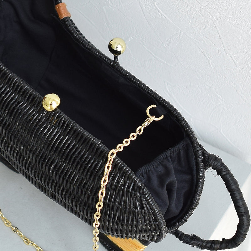 【utatane 籐カゴバッグ】単品 ダックスフンド かごバッグ クラッチバッグ ラタンウィッカー 籐編み ハンドメイド 天然素材 ボヘミアン（5371605600）