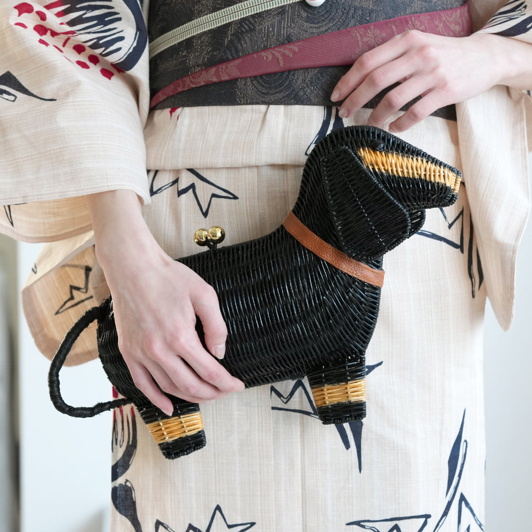 utatane 籐カゴバッグ】単品 ダックスフンド かごバッグ クラッチ