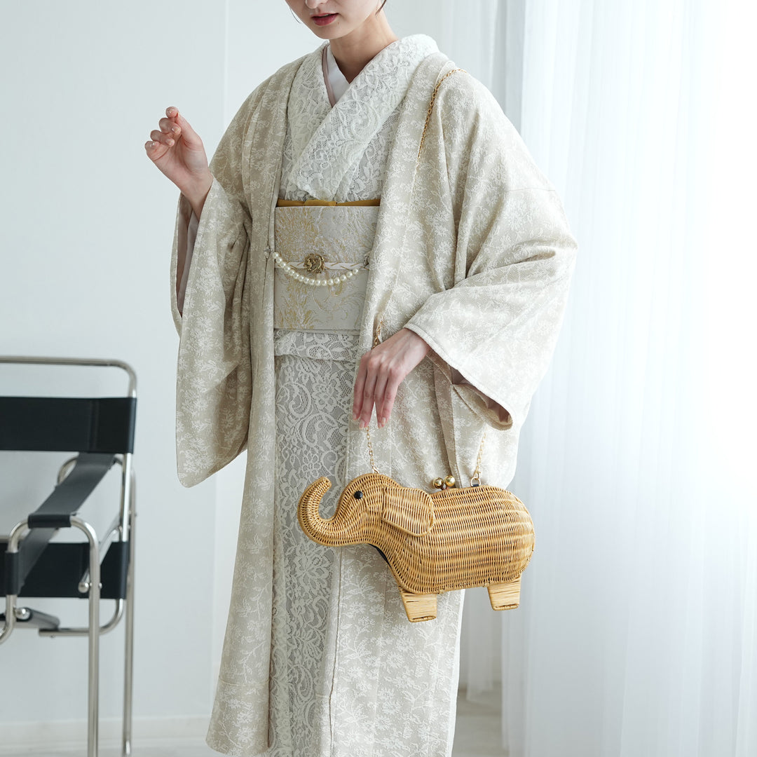 utatane 籐カゴバッグ】単品 エレファント 象 かごバッグ クラッチ