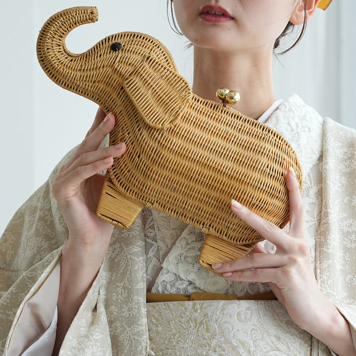 utatane 籐カゴバッグ】単品 エレファント 象 かごバッグ クラッチ