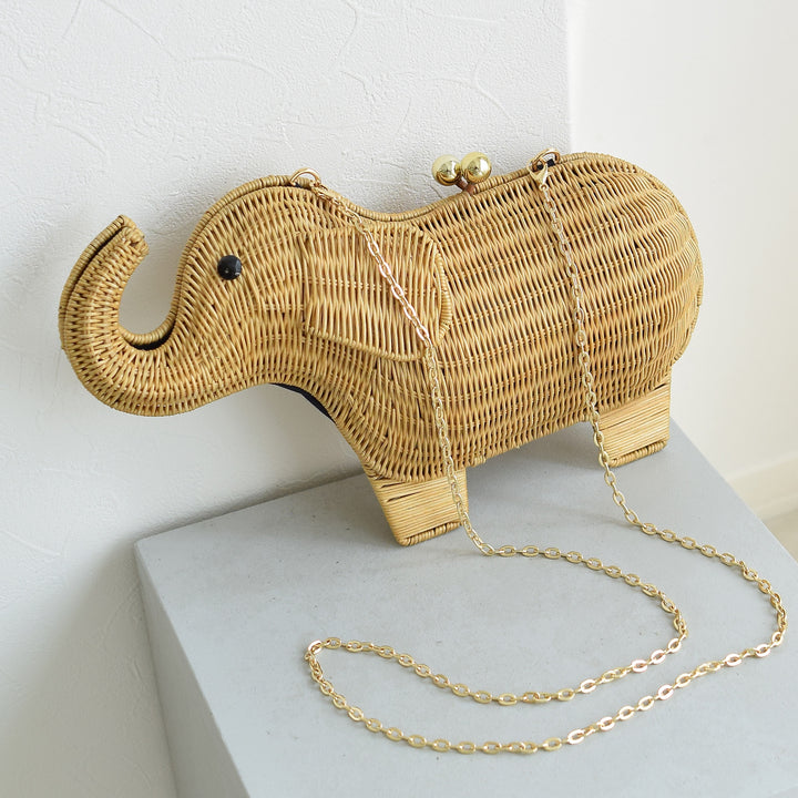 象の形 ラタン かごバッグ 象の形 ラタン かごバッグ 籐 ラタン 素材 カゴ