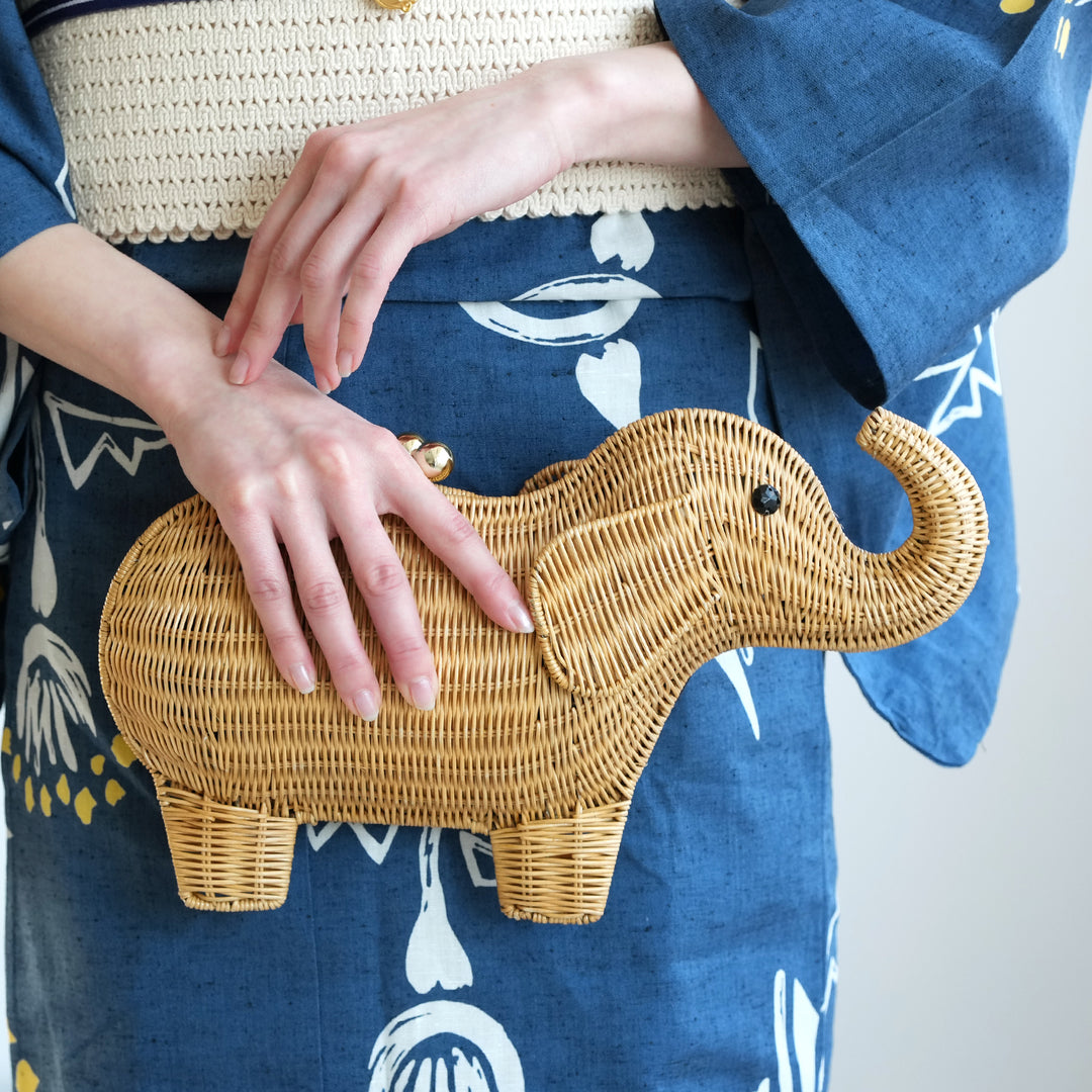 utatane 籐カゴバッグ】単品 エレファント 象 かごバッグ クラッチ