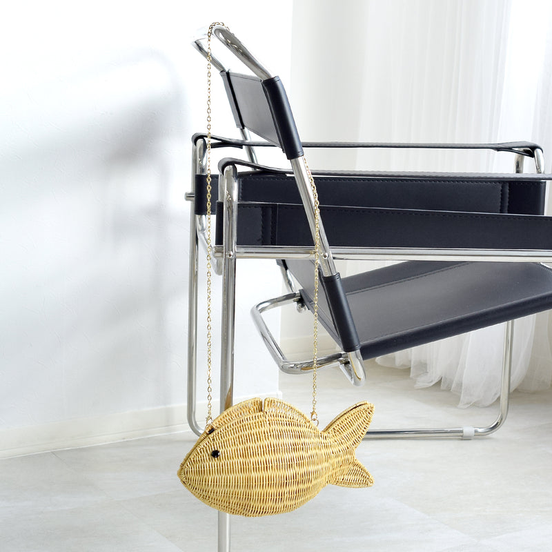 【utatane 籐カゴバッグ】単品 熱帯魚 クラッチバッグ ショルダー かごバッグ  ラタンウィッカー 籐編み ハンドメイド 天然素材 ボヘミアン（5371605900）